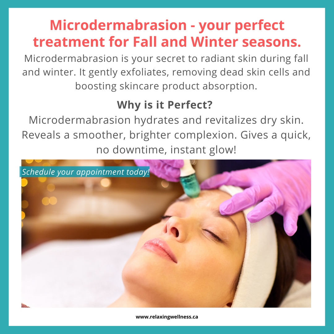 Microdermabrasion is your secret to radiant skin during fall and winter. Why is it so perfect?

🩵 Hydrates and revitalizes dry skin.
🩵 Reveals a smoother, brighter complexion.
🩵 Gives a quick, no downtime, instant glow!