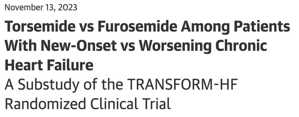 Richard Ferraro (@richardaferraro) on Twitter photo This paper from legends <a href="/SJGreene_md/">Steve Greene</a> <a href="/robmentz/">Robert Mentz, MD</a> et. al. was a great one
I spent all of residency being told torsemide was better than furosemide. Clearly some of that is changing
When would torsemide still be preferred? 
jamanetwork.com/journals/jamac… This paper from legends <a href="/SJGreene_md/">Steve Greene</a> <a href="/robmentz/">Robert Mentz, MD</a> et. al. was a great one
I spent all of residency being told torsemide was better than furosemide. Clearly some of that is changing
When would torsemide still be preferred? 
jamanetwork.com/journals/jamac…