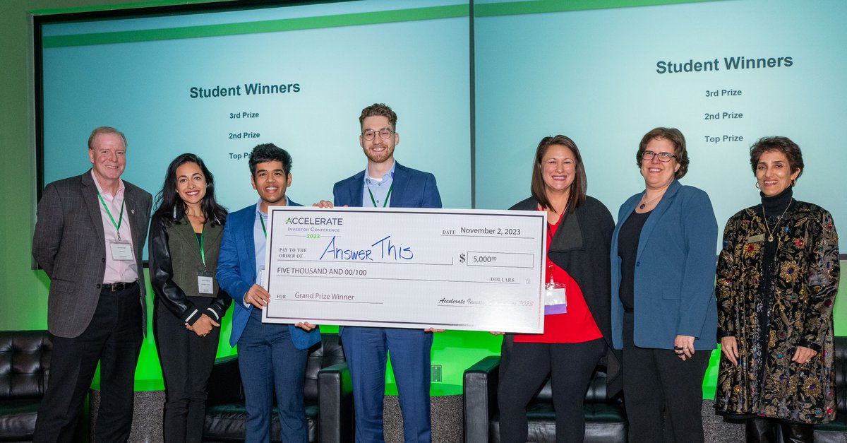 Congratulations to team Answer This from the University of Richmond, the winner of the Student Competition taking home the grand prize of $5,000.   We look forward to next year's student participation and pitches. See you next year!
