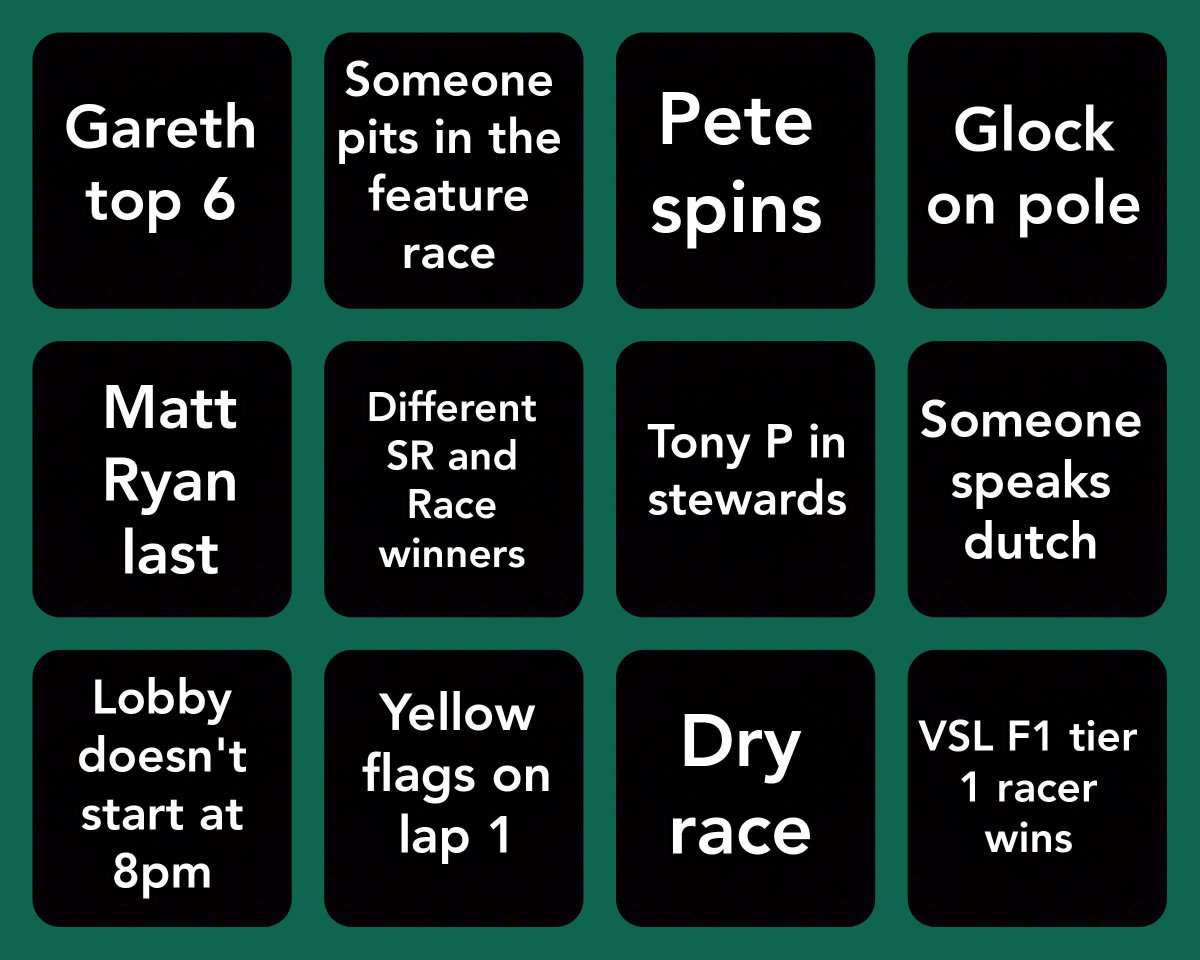 VSL_Racing's tweet photo. #VSLBingo returns for #VSLF2 https://t.co/LveT6A7aHi