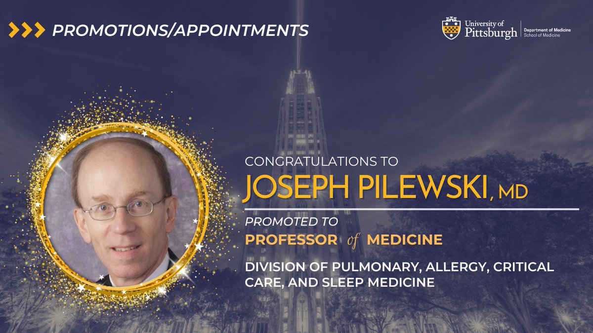 Congratulations to Dr. Joseph Pilewski, who was recently promoted to Professor of Medicine in the Division of Pulmonary, Allergy, Critical Care, and Sleep Medicine! 👏🎊👏