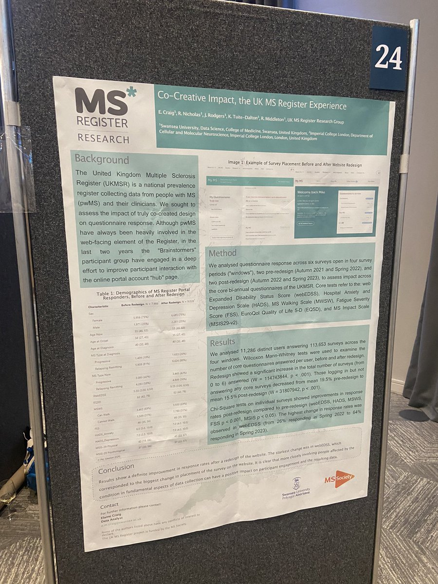Great to see the fantastic work from the <a href="/UKMSRegister/">UKMSRegister</a> <a href="/mssocietyuk/">MS Society UK</a> <a href="/SwanseaUni/">Swansea University</a> at the <a href="/ADRUK2023/">ADR UK Conference 2023</a> <a href="/adr_uk/">ADR UK</a> 🎉