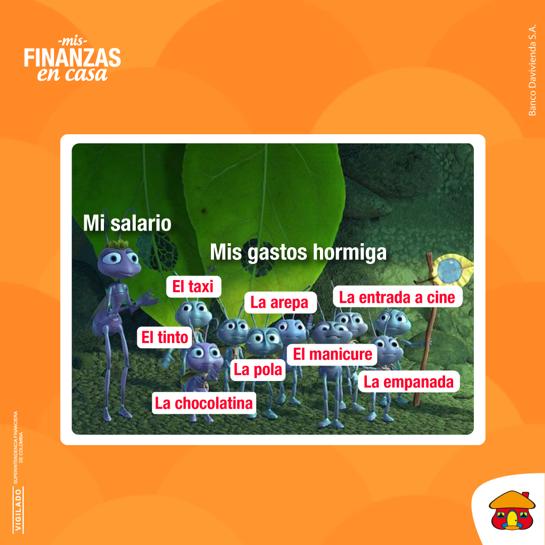 ¡Pilas con los gastos hormiga! 🐜🚫🍫🍔⁣
A veces sin darnos cuenta, esos pequeños gastos se van sumando y al final del mes nos dejan sin plata. 🙅‍♀️💸⁣
Haga un presupuesto y aprenda a identificar esos gastos que le hacen daño a su bolsillo.💪🏼👊🏼⁣⁣
⁣
#MisFinanzasEnCasa #Ahorro