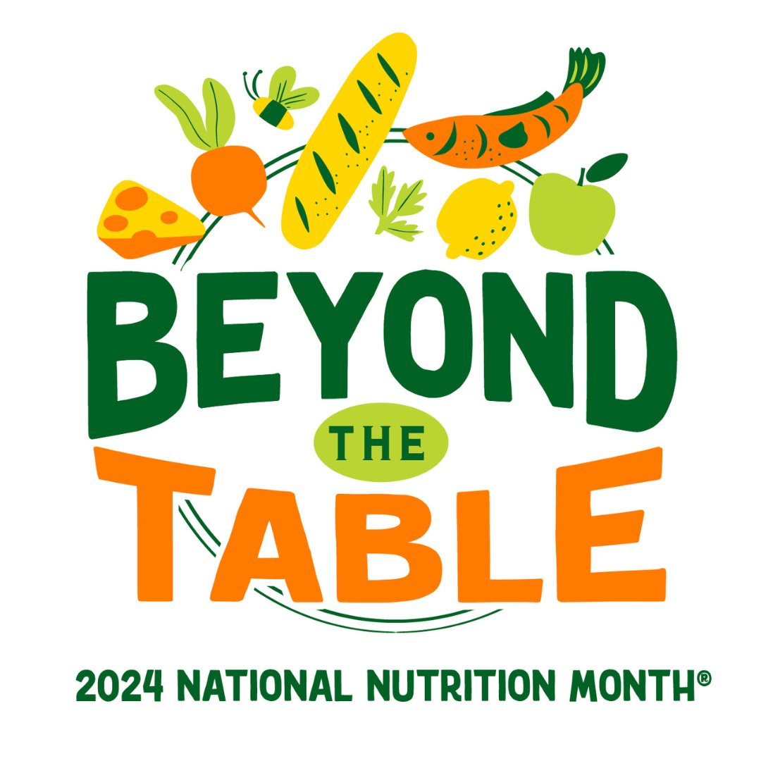 Announcement 📢 ‘Beyond the Table' is the 2024 #NationalNutritionMonth theme! 🍽️

It highlights the farm-to-fork aspect of nutrition, addresses the various ways and places we eat, emphasizes sustainability and showcases the expertise of RDNs and NDTRs: sm.eatright.org/NNMinfo