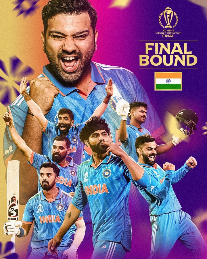 mosinalways4u's tweet photo. Our team's unbeaten run leads them to the #WorldCup2023 finals🇮🇳
Let's bring back the glory again with the trophy ❤️ #INDvsNZ #MenInBlu https://t.co/ZKNcHwHC0y