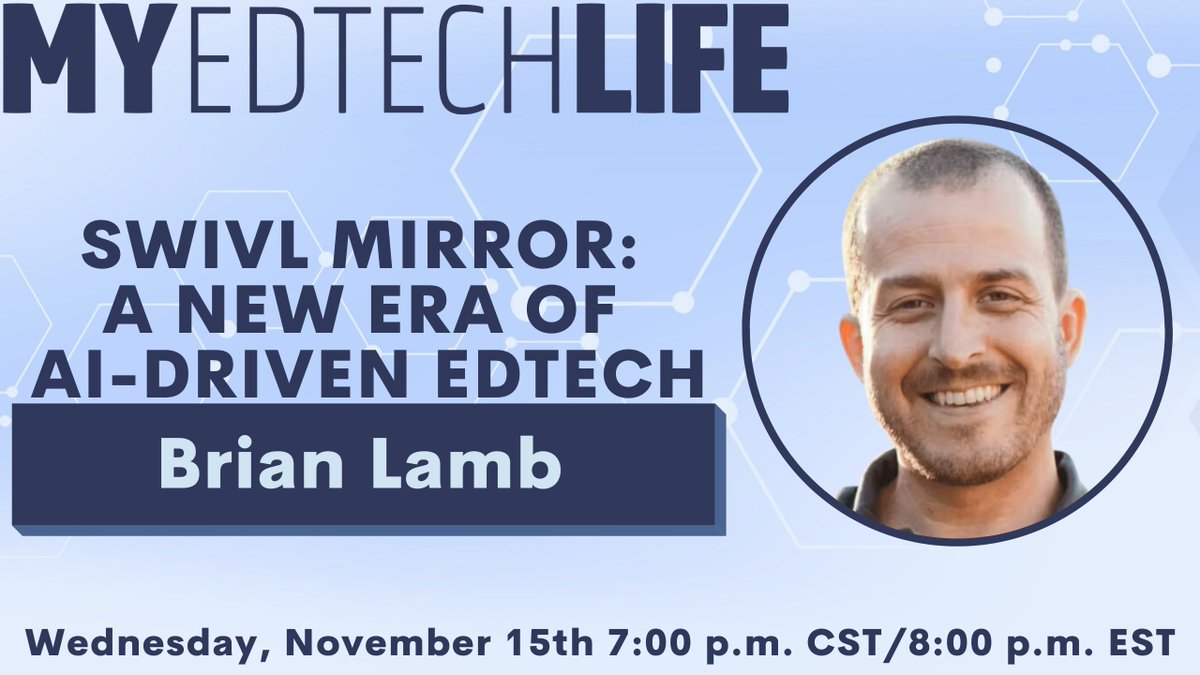 MyEdTechLife's tweet photo. 🚀 Don't miss tonight's episode with @blambroll from @swivl! Dive into the world of #EdTech and discover how @swivl Mirror is reshaping education. 📚
💡 Tune in for an insightful conversation on innovation and learning! 🎧
#Swivl #InnovationInEducation #Podcast #TechTalk https://t.co/pA2na1BXW0