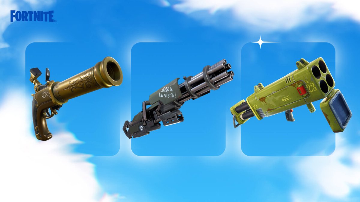 iannzits's tweet photo. Os Capítulos 1: Temporadas 7 e 8 — Sobre Invernos e Tesouros RETORNAM AMANHÃ ao #FortniteOG junto com a v27.10 trazendo:

• Bioma de Neve + Galpões Gelados
• Acampamentos Piratas
• Pistola Repulsora
• Metralhadora Giratória (Minigun)
• Lançador Quádruplo
• Armadilha de Dardos Envenenados
• Item de Reinstalação de Asa-delta
• Tesouro Enterrado
• Avião Biplano Tormenta X-4
• Canhão Pirata

Observação: A Armadilha de Dardos Envenenados estará disponível apenas no Battle Royale com construção.

OUTRAS MUDANÇAS:
• Novo Estágio brilhante no redemoinho abaixo da Ilha Flutuante do Cubo Kevin no Lago do Saque.
• O Foguete estará construído no Depósito Empoeirado, e a Máquina do Tempo será movida para o chão do local.