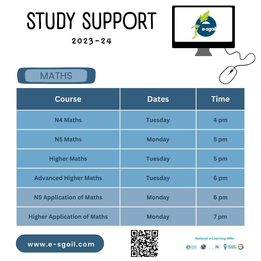 e-Sgoil (@esgoil) on Twitter photo Our Maths study support webinars are proving to be very popular, but thereās plenty more space to register. Weāve created this Maths webinar timetable for you to share
e-sgoil.com/senior-phase/sā¦
#NeLO <a href="/EducationScot/">Education Scotland</a> <a href="/edscot_maths/">edscot_maths</a> <a href="/parentforumscot/">National Parent Forum of Scotland</a> <a href="/sqanews/">SQA</a> <a href="/STEMedscot/">STEM @ Education Scotland</a> <a href="/CnPNaiseanta/">Comann Nam PĆ rant</a> Our Maths study support webinars are proving to be very popular, but thereās plenty more space to register. Weāve created this Maths webinar timetable for you to share
e-sgoil.com/senior-phase/sā¦
#NeLO <a href="/EducationScot/">Education Scotland</a> <a href="/edscot_maths/">edscot_maths</a> <a href="/parentforumscot/">National Parent Forum of Scotland</a> <a href="/sqanews/">SQA</a> <a href="/STEMedscot/">STEM @ Education Scotland</a> <a href="/CnPNaiseanta/">Comann Nam PĆ rant</a>
