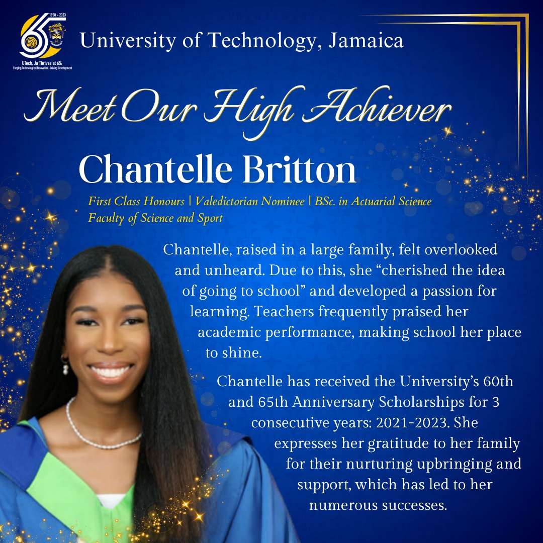 UTechJamaica's tweet photo. Chantelle encourages you all to stay on top of your tutorials and added "consistently practicing, putting in extra study hours and maintaining regular attendance in class can truly yield fruitful results."
#GradKnight #Classof2023 https://t.co/1Wk9i8z0Vg