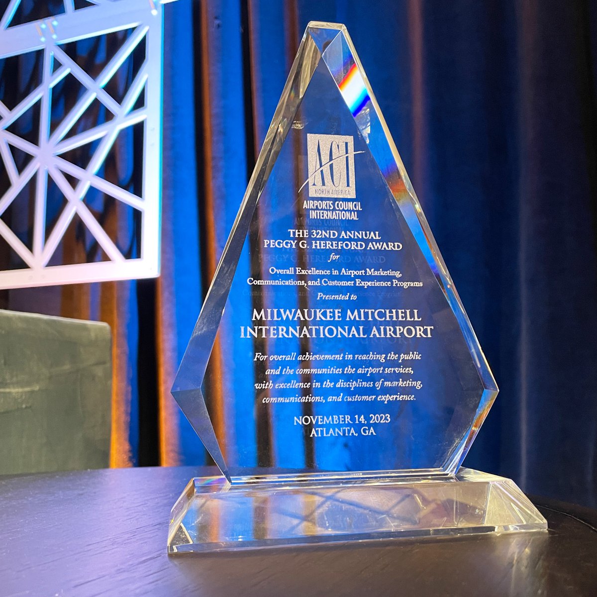 We're honored to receive the Peggy G. Hereford Award from @airportscouncil at the 2023 Excellence in Airport Marketing, Communications, and Customer Experience Awards. This award is widely recognized as the highest honor an airport can receive in marketing and public relations.…