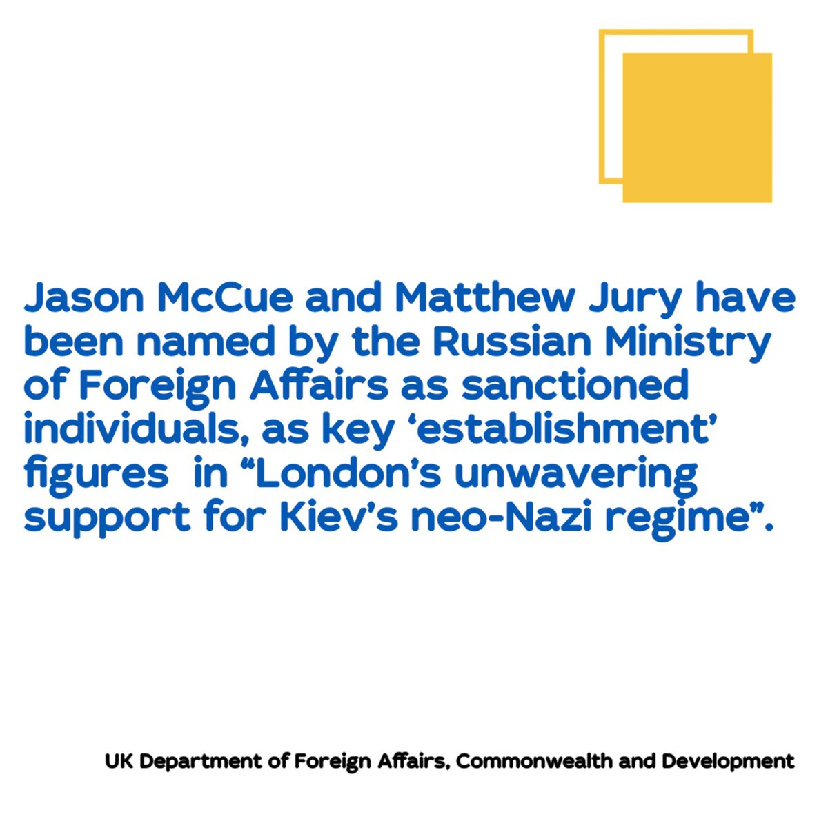 “The irony of our designation is obvious – it’s now self-evident that our global lawfare program on behalf of Ukrainians - Payback4Ukraine - is recognised by Moscow as an existential threat to Putin’s  regime.  ” – Dr <a href="/JasonMccue/">Jason McCue</a> <a href="/MattJury_Law/">Matthew Jury</a>
