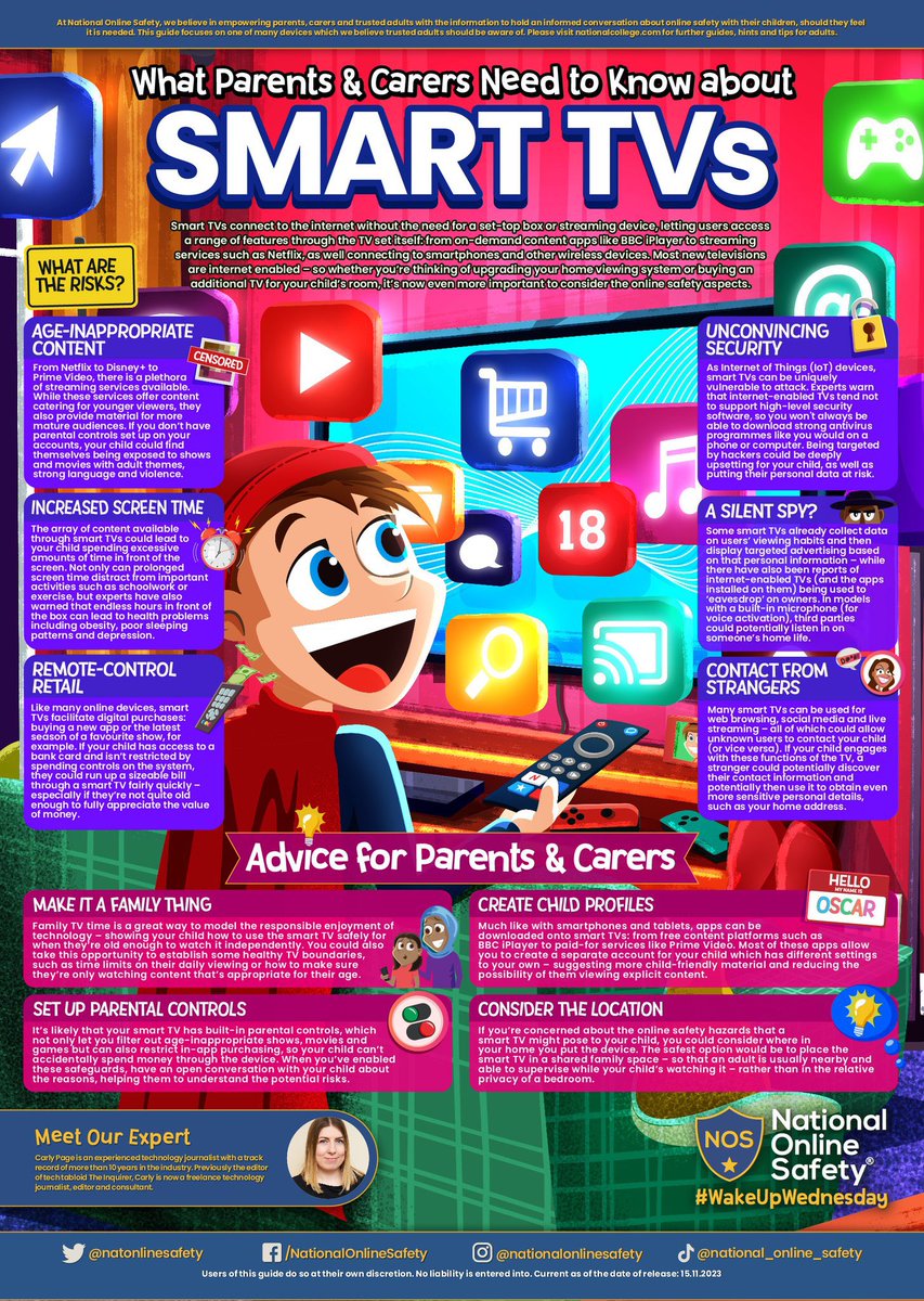 Are you watching TV? Or is the TV watching YOU? 😨📺 🛜 This #WakeUpWednesday from our friends @natonlinesafety contains useful #OnlineSafety tips to help parents ensure their children are viewing safely. <a href="/IDS3to18/">Idris Davies School 3_18</a> <a href="/fcwpa/">Fochriw Primary</a> <a href="/bawelps/">Bryn Awel Primary School</a> <a href="/PrimaryWhite/">White Rose Primary</a> <a href="/UpperRhymneyPS/">Upper Rhymney</a> <a href="/Phip_Primary/">Phillipstown Primary</a> 👀