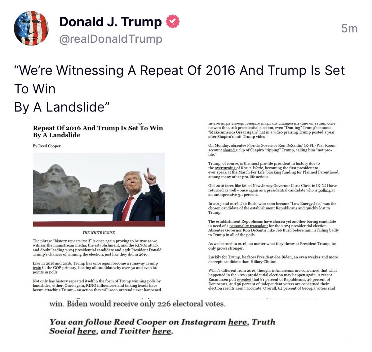 Thank you so much, BEST PRESIDENT TRUMP, for sharing my op-ed article with the @DCEnquirer! You are the greatest President in history and will win the election for a third time!