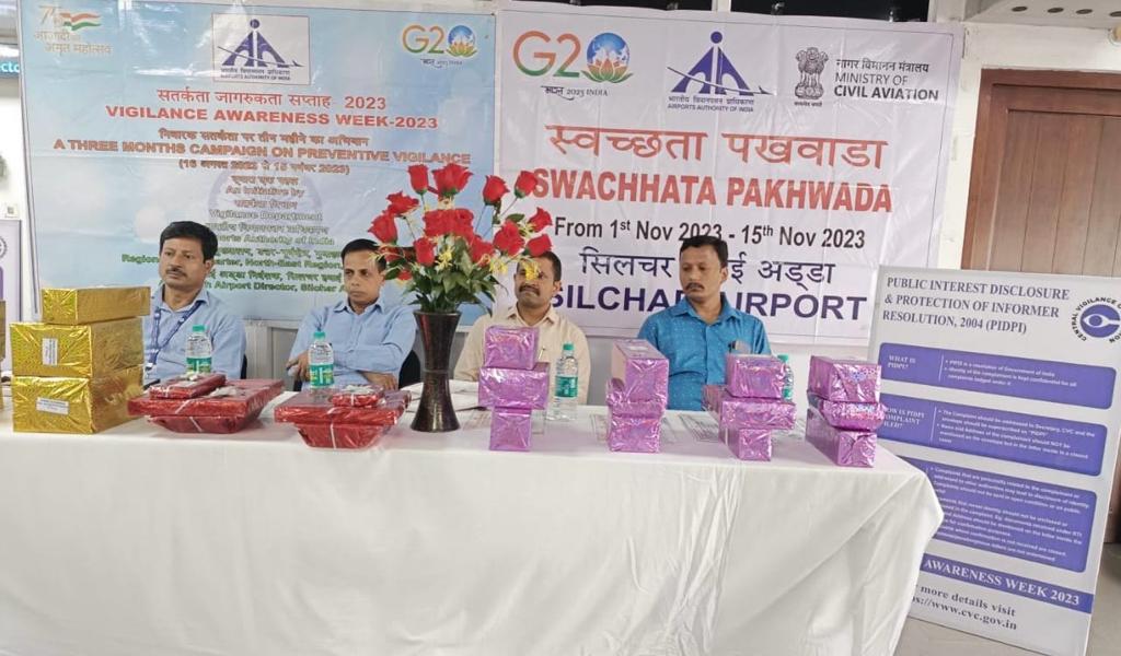 AAIIXSAirport's tweet photo. Today #AAI's #SilcharAirport conducted closing ceremony of the 3 month Preventive #VigilanceAwarenessCampaign2023 under #PIDPI. Successful participants from various schools and colleges in the periphery were awarded and lauded for their grand participation and performance. https://t.co/3lLujaS6qq