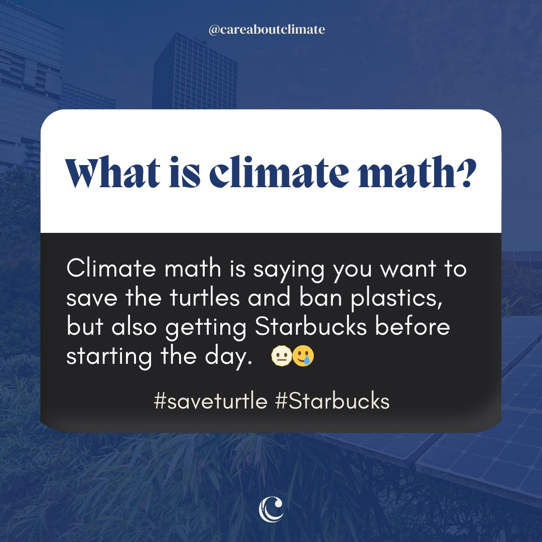 careboutclimate's tweet image. What is #ClimateMath? 😊
Climate Maths is bringing a reusable bag with you and buying single-use plastic-wrapped fruits and veggies 😅

It is going vegan but also traveling by plane every month to vacation or attend a climate event.