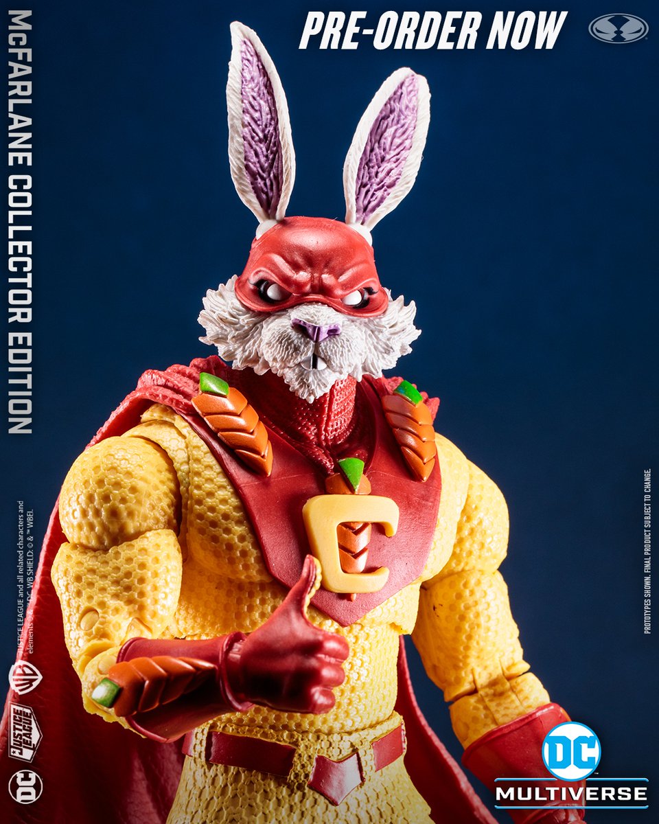 Captain Carrot™ is available for pre-order NOW at select retailers!
➡️ bit.ly/CaptainCarrotM…

7' scale figure includes 4 extra hands, flight stand, exclusive card stand & collectible art card.  

#McFarlaneToys #DCMultiverse #CaptainCarrot #DCComics #McFarlaneCollectorEdition