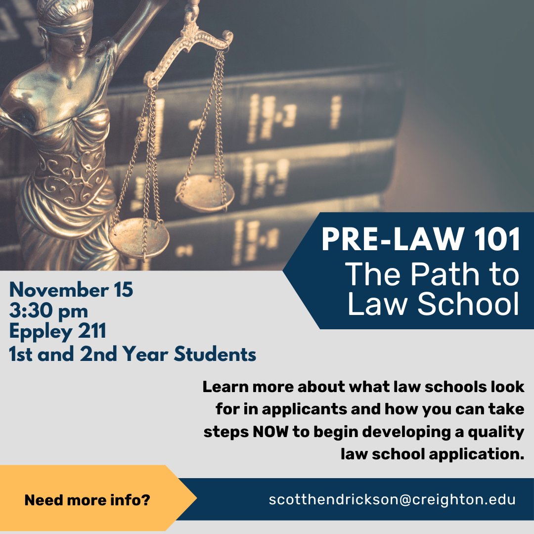 CreightonPolSci's tweet photo. Join Dr. Hendrickson as he gives insight into the law school process. Get tips and tricks on how to make your application stand out! https://t.co/v5Dxxx8lqC