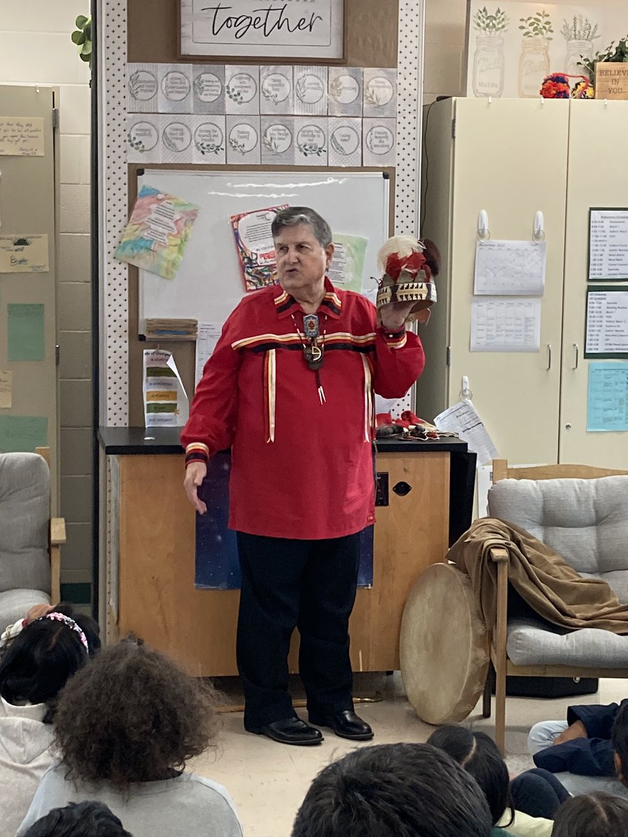 We were blessed by a visit from Mr. Fred Shaw, indigenous storyteller from the Shawnee tribe, the south wind people. He taught us so much along with his engaging stories! Thanks to <a href="/MSFabovebeyond/">MSF</a> for sponsoring his visit! <a href="/MrsWilliamsMI/">MrsWilliams</a> <a href="/traceylcarson/">Tracey Carson</a> <a href="/principalmesser/">Eric Messer</a> <a href="/mcschoonk/">Kari McGuire</a>