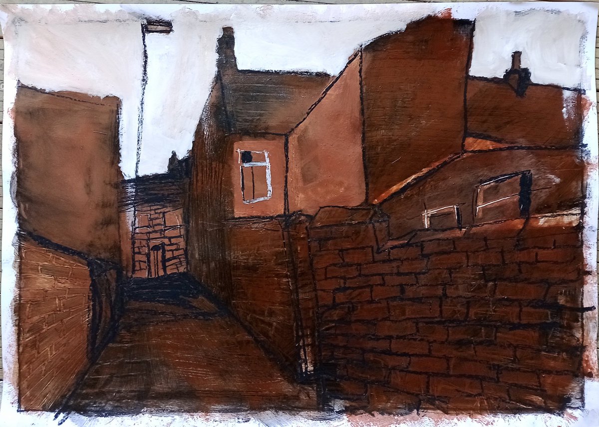 'Entry (Bower Street)' Pigment: Varnish & Oil Pastel A homage to wonderful Stoke-On-Trent bricks @fslconsult