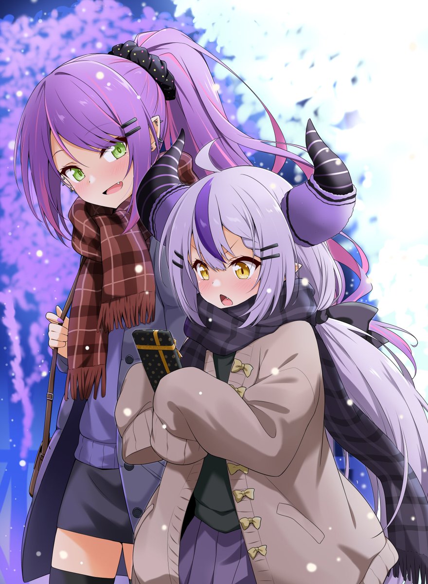 星街すいせい ,さくらみこ 「#逆光は素晴らしいのでこれを見た人も逆光を貼る」|フェルティアのイラスト