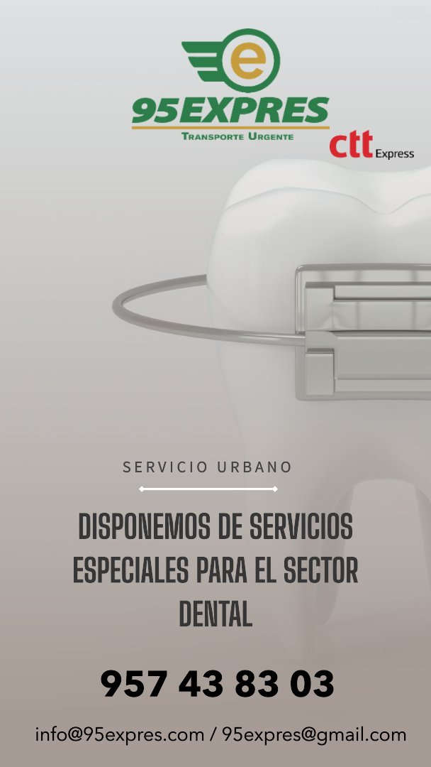 95Expres's tweet image. Si te dedicas al sector Dental, disponemos de un servicio Urbano para tus entregas en Córdoba, llámanos y te informaremos. Tfno 957 43 83 03