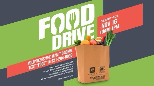 Roberto Clemente Middle School (@rcms_ocps) on Twitter photo Food Drive at Viva Church on Thursday, November 16th, from 10 am - 1 pm! 🐆❤️🛒
653 E. Wetherbee Rd.
Orlando, Florida 32824 vivachurch.org @tryvivachurch <a href="/OrangeCoFL/">Orange County FL</a> <a href="/feedhopenow/">Second Harvest Food Bank of Central Florida</a> <a href="/Agudo_OCPS/">Principal Agudo-OCPS</a> <a href="/OCPSnews/">ocpsnews</a> Food Drive at Viva Church on Thursday, November 16th, from 10 am - 1 pm! 🐆❤️🛒
653 E. Wetherbee Rd.
Orlando, Florida 32824 vivachurch.org @tryvivachurch <a href="/OrangeCoFL/">Orange County FL</a> <a href="/feedhopenow/">Second Harvest Food Bank of Central Florida</a> <a href="/Agudo_OCPS/">Principal Agudo-OCPS</a> <a href="/OCPSnews/">ocpsnews</a>