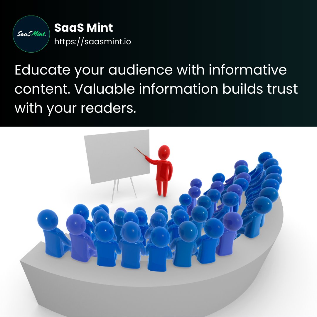 📚 Knowledge is power! 

Educate your audience with informative content. 

Providing valuable information builds trust with your readers and keeps them coming back for more. 💡

#EducationalContent #InformativeReads #TrustBuilding #AudienceEngagement
#SaaSMix