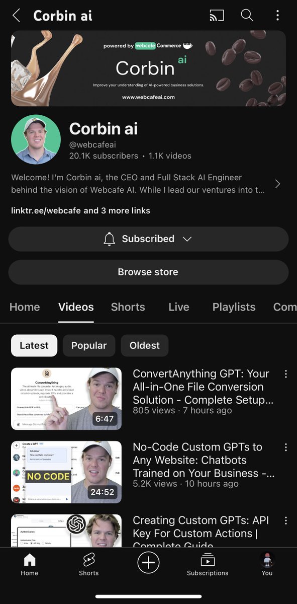 BackFromTheFutr's tweet image. Shoutout to @webcafeai! 🚀 Corbin's a wizard in making AI understandable for everyone. His content on creating custom GPTs? Absolutely invaluable for beginners like me. His full-stack AI engineering skills simplify the complex world of AI. #AITutorials