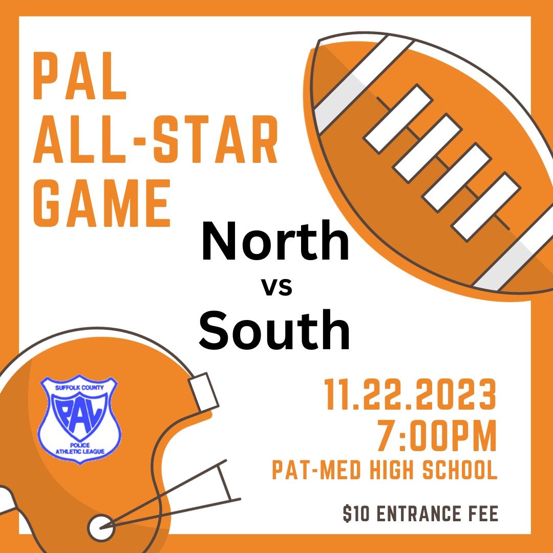 Join us for the Exceptional Senior All-Star game on Wednesday, November 22nd. Game starts promptly at 7:00pm. Please arrive early. 
$10 entrance fee.
Pat-Med High School:181 Buffalo Ave, Medford NY 11763
#football #WeArePAL