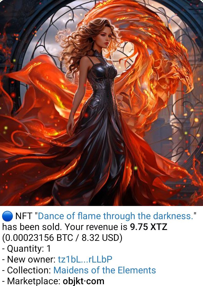 Hurray!  ❤️🔥 another sale in our Tezos collection!🎉🎉
 Dear @therealdonjibo, thank you for your support, we are happy that you like our work🤩 
we appreciate and love you very much💜 
congratulations to you and the member of our gang <a href="/ABAElena/">ElenaArtBright💖</a> 🦊