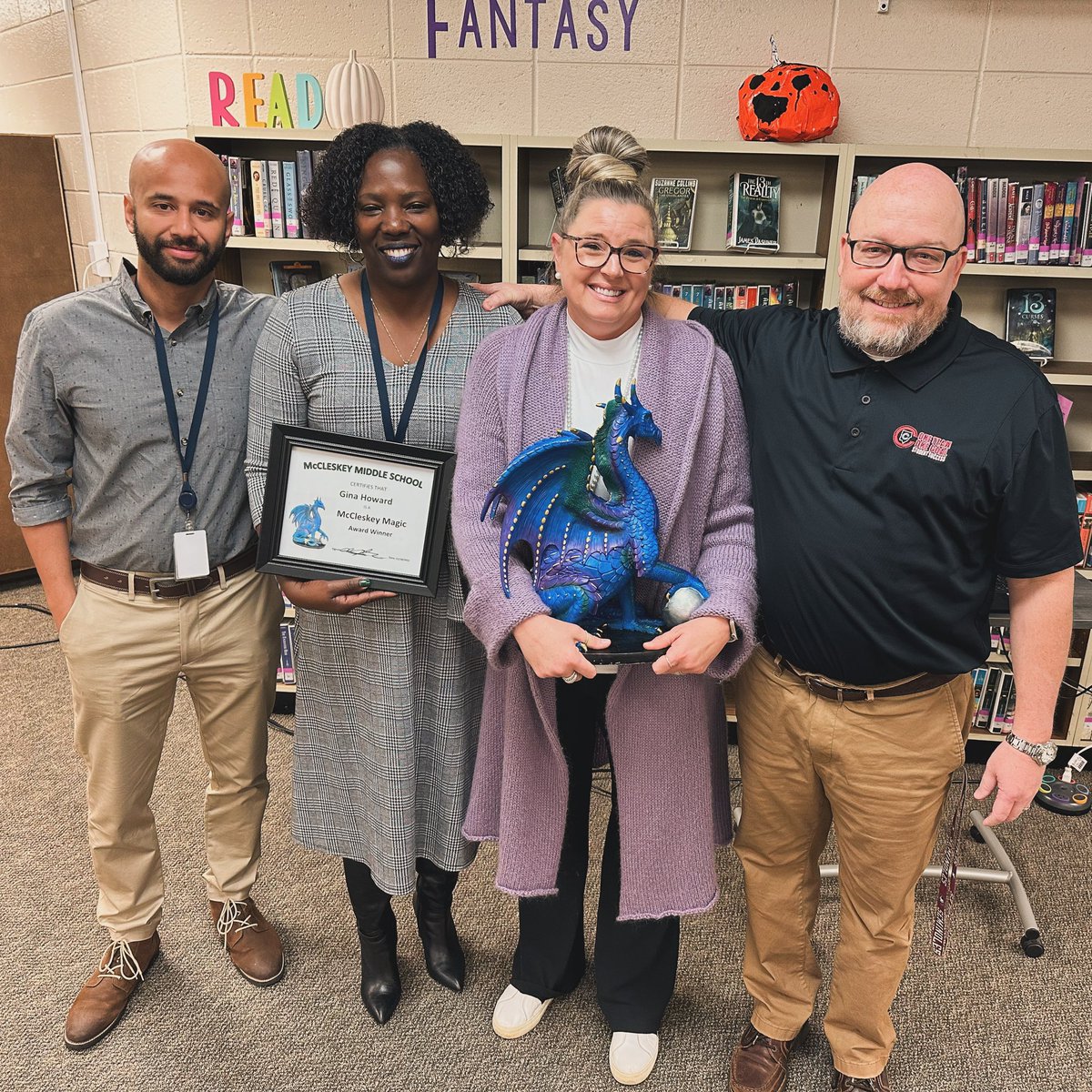 👏👏👏 Congratulations to Mrs. Gina Howard, 8th grade science teacher, on being awarded the Magic Award 🥇🏆🤩