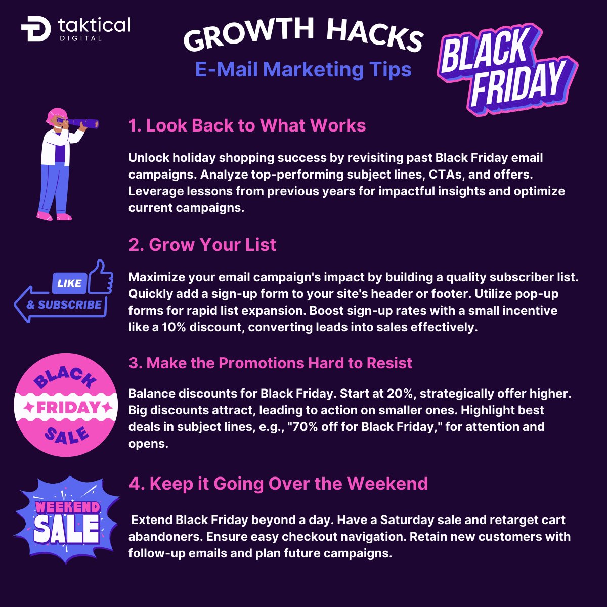 🌟Black Friday Email Hacks🌟 Learn from past successes, build a quality list, balance discounts strategically, and extend the sale over the weekend for max impact! #EmailMarketing #BlackFridayTips #BlackFriday #BlackFriday2023