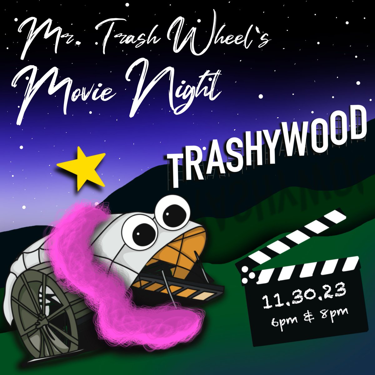 Join Waterfront Partnership for a Mr. Trash Wheel double feature at Harbor East Cinemas on 11/30/23. My human friends will be screening two brand new short-form documentaries about me! classy.org/event/mr-trash…