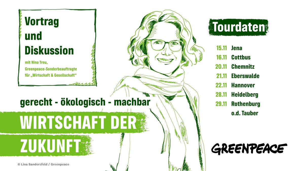 Hier alle weiteren Stationen der Tour #Wirtschaft der Zukunft. Bis Ende November bin ich noch unterwegs und freue mich auf eure rege Teilnahme. 

Wir diskutieren über eine gerechte, ökologische und machbare #Transformation.

greenwire.greenpeace.de/wirtschaft_der…