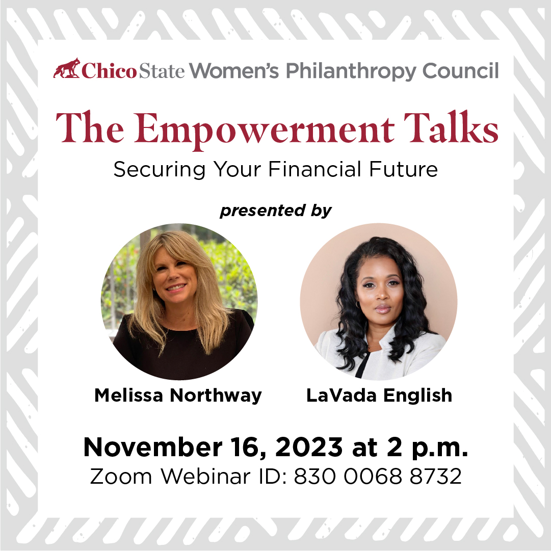 Join LaVada English and Melissa Northway this Thursday for The Empowerment Talks: Securing Your Financial Future Webinar presented by <a href="/chicostatealum/">Chico State Alumni</a> !

Secure your spot at the link below:
csuchico.zoom.us/meeting/regist…

#leadership #greatleaders #financialfreedom #webinar #brightplaces