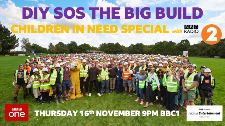 DIYSOS the Big Build is back with a little help from @BBCRadio2, for @BBCCiN special. Thursday 16th November, 21.00, @BBCOne