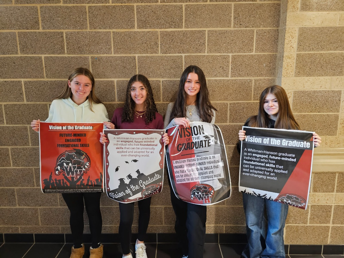 Congrats  to Sky Bucci-Anderson, Morgan Astuto, Ana Schnabel, and Deirdra Campbell Their designs for the Vision of the Graduate posters were chosen to be printed and hung in every classroom. #WHArtsMatter #WHPantherPride  <a href="/DrCSJones/">Christopher Jones</a> <a href="/gmferrojr/">George M. Ferro, Jr.</a> <a href="/WH_Super/">Jeff Szymaniak</a>