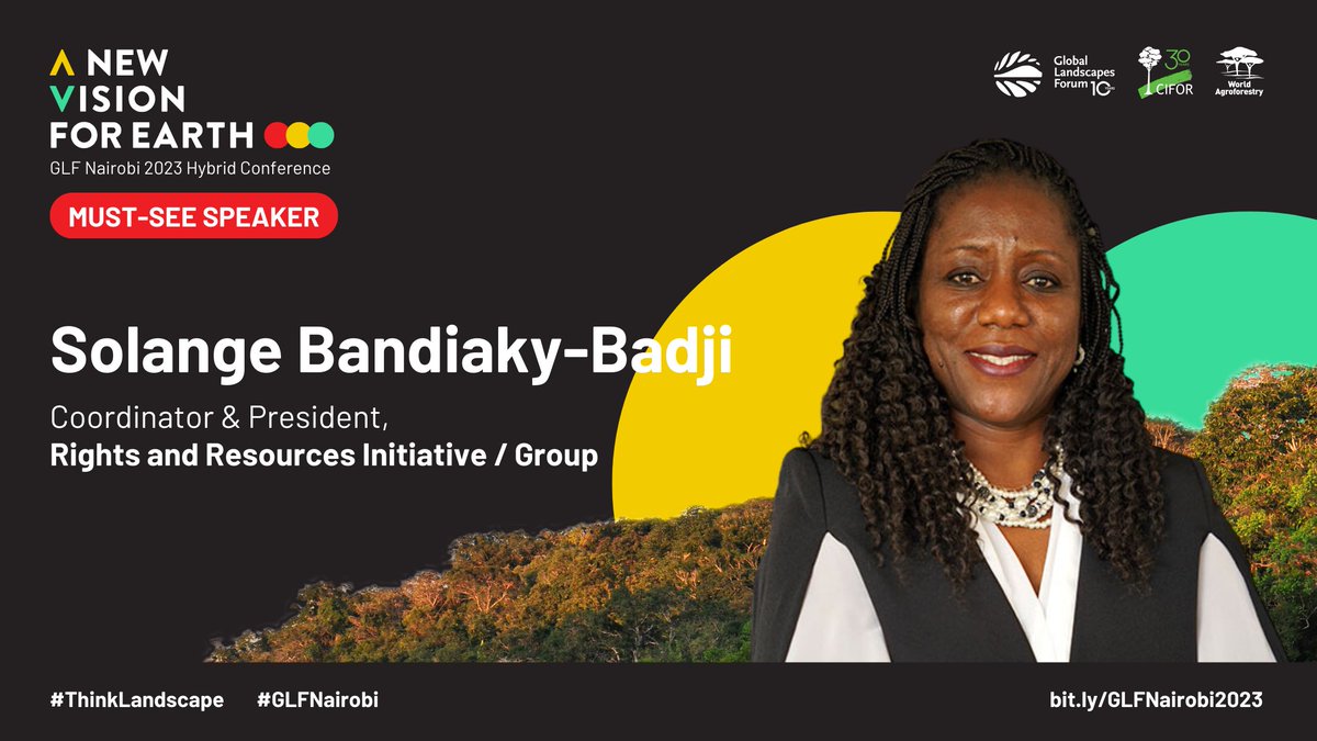 Global Landscapes Forum (GLF) (@globallf) on Twitter photo "Without land tenure security, we cannot achieve the #SDGs."
Ahead of #COP28, delve into this inspiring vision for Earth from <a href="/SolangeBandiaky/">Solange Bandiaky-Badji</a>, coordinator & president of <a href="/RightsResources/">RRI - Rights and Resources Initiative</a>.
Watch now👉 bit.ly/49QfJtR
#ThinkLandscape #LandRights "Without land tenure security, we cannot achieve the #SDGs."
Ahead of #COP28, delve into this inspiring vision for Earth from <a href="/SolangeBandiaky/">Solange Bandiaky-Badji</a>, coordinator & president of <a href="/RightsResources/">RRI - Rights and Resources Initiative</a>.
Watch now👉 bit.ly/49QfJtR
#ThinkLandscape #LandRights