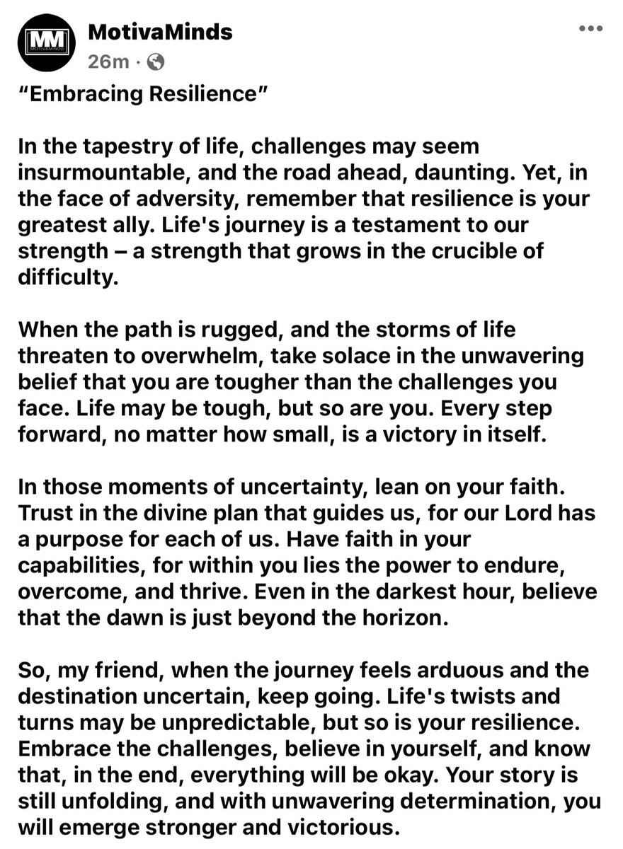 WillyNotez's tweet image. #EmbracingResilience #MotivaMinds