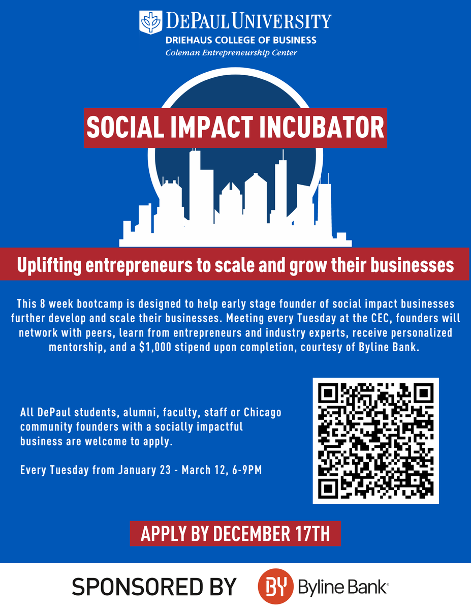 ColemanCenter's tweet photo. Applications to our Social Impact Incubator (SII) program are open! The SII program challenges alumni, student and community entrepreneurs to scale and grow business ventures that have a strong social impact mission. https://t.co/sROIvFJlQs https://t.co/j0v90X1T0X