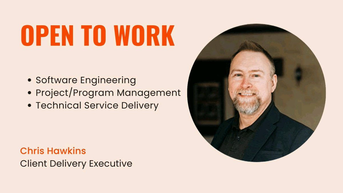 I'm available!

TL;DR: I lead technical Project and Engineering teams.

For more about me, what I do, and how I work, visit christopherhawkins.com 

Retweets appreciated.

#projectmanagement #softwaredevelopment 
#leadership