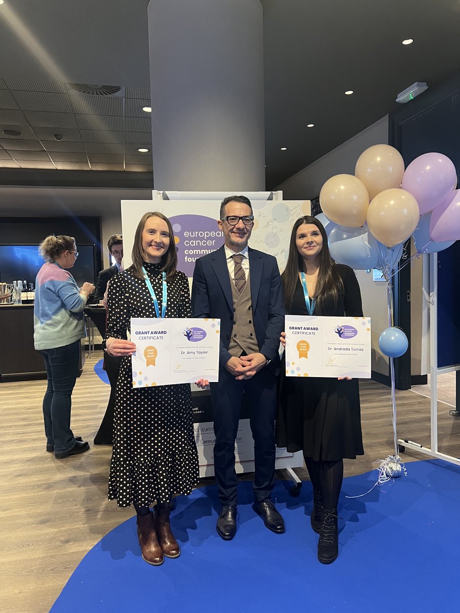 Now at the #EuropeanCancerSummit 🎈 We are proud to award Dr. Andrada Turcas, Dr. Jemma Arakelyan, Dr. Amy Taylor with the Rising Star Grants to encourage #CancerResearch! 🔬✨ @EuropeanCancer