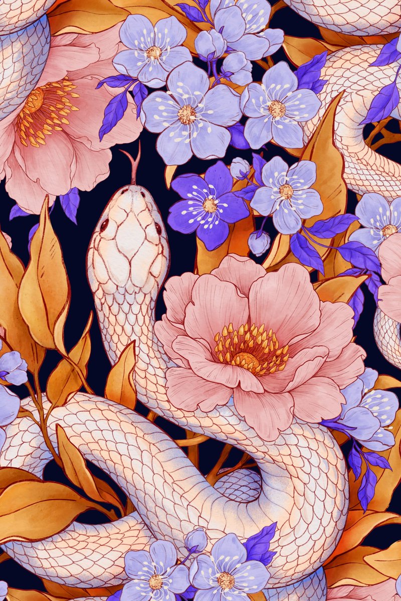 SerenaArchetti's tweet image. Which one is your favourite? Dark or light? ☺️
Work in progress of a seamless pattern I am working on in Procreate + a sprinkling of Photoshop because this illustration is huge and needs a bit more extra layers than the iPad can handle. 🐍
#procreate #surfacepatterndesign