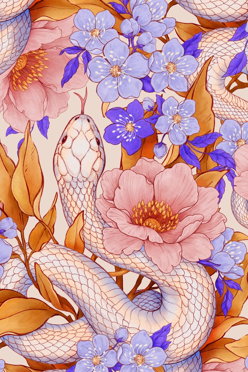 SerenaArchetti's tweet image. Which one is your favourite? Dark or light? ☺️
Work in progress of a seamless pattern I am working on in Procreate + a sprinkling of Photoshop because this illustration is huge and needs a bit more extra layers than the iPad can handle. 🐍
#procreate #surfacepatterndesign
