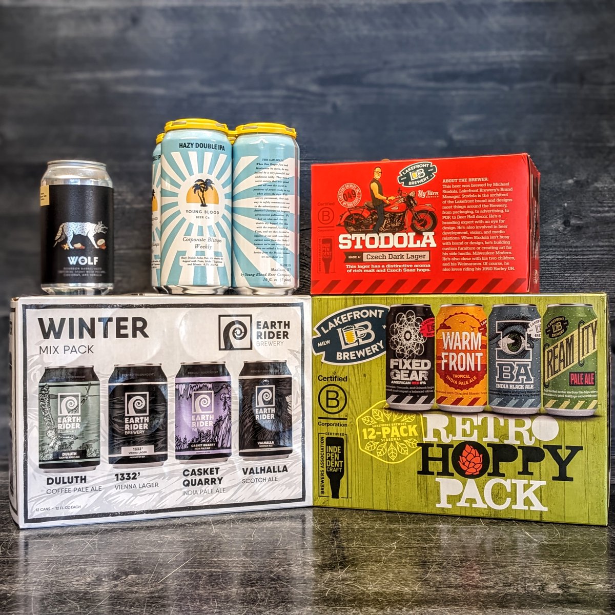brennans_beer's tweet photo. It's #WiBeerWednesday #LakesEdition
Lake Superior: @EarthRiderBeer #WinteryMix - great for gathering this holiday
Lake Michigan: @lakefront Retro Hoppy Pack, #Czech #DarkLager and @3sheepsbrewing #TheWolf variant
Lake Monona(?): another tasty #DIPA form @yb_beerco
#BuyLocal https://t.co/vKIEuFiRek