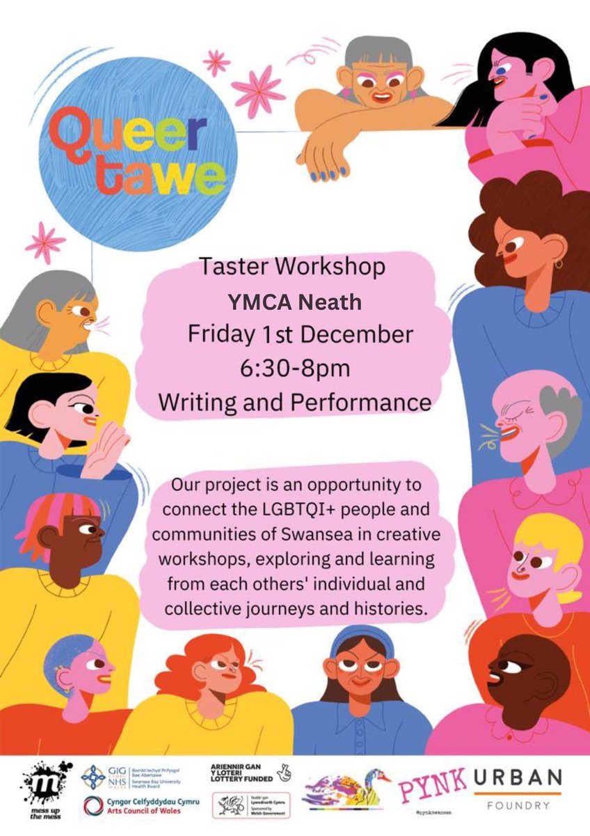 YMCANeath's tweet photo. We are so excited to be working with #Queertawe 🌈

Join us for a Writing and Performance Taster Workshop 

Friday 1st December 6:30 - 8:00pm 

16+ years 🤩

#YMCA https://t.co/6vMPTgiR0L