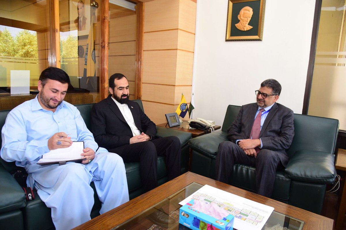 Dr. Syed Abolhassan Miri, Cultural Attachè & Director General Khana e Farhang Iran called on Dr Khalid Hafeez. Matters pertaining to knowledge sharing via students & faculty exchange, scholarships, joint ventures in different fields were discussed.