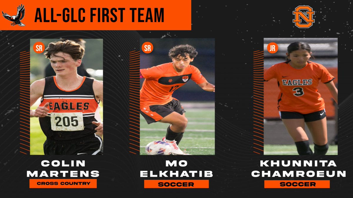 Great Lakes Conference First Team honors went to 9 athletes representing volleyball, football, cross country, soccer and cheer!