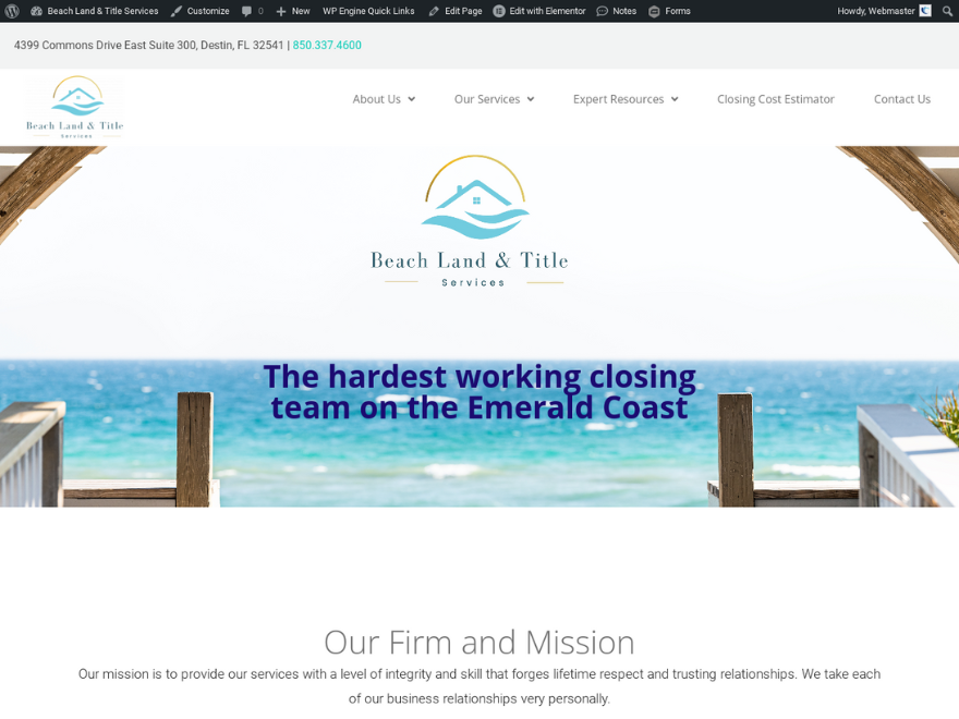 Welcome beachtitle.com!

This Customer's website is a WordPress transfer to our website hosting service. We also updated the site's Elementor theme and content from a punch list of items.