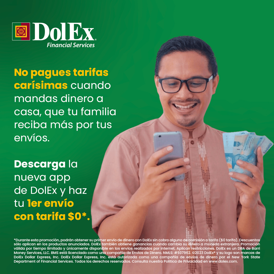 ⛔✋🏼 Deja de pagar altas tarifas cuando mandas dinero a casa. 📲 Descarga hoy la nueva app de DolEx bit.ly/DolExApp y manda dinero directo a una cuenta bancaria con tarifa $0* en tu 1er envío.

#dolexapp #dolexenviosdedinero #moneytransfer #remesasmexico #hispanosenusa